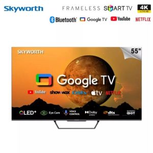 Skyworth 50SUE9500, 50-inches 4K QLED 2022 Frameless Smart Android TV, Black (1YR WRTY)